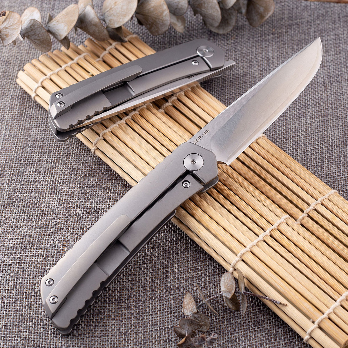 KATSU ZK01, Sandblasted Titanium Handle, ZDP-189 Super Steel