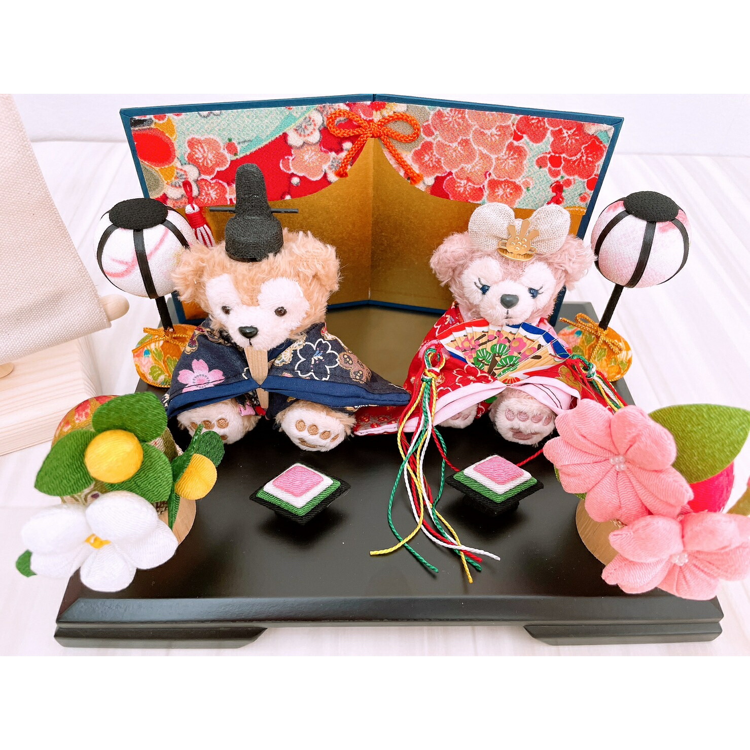 楽天市場】贈り物に♪雛人形 ひな人形 ひな祭り 屏風付き ハンドメイド