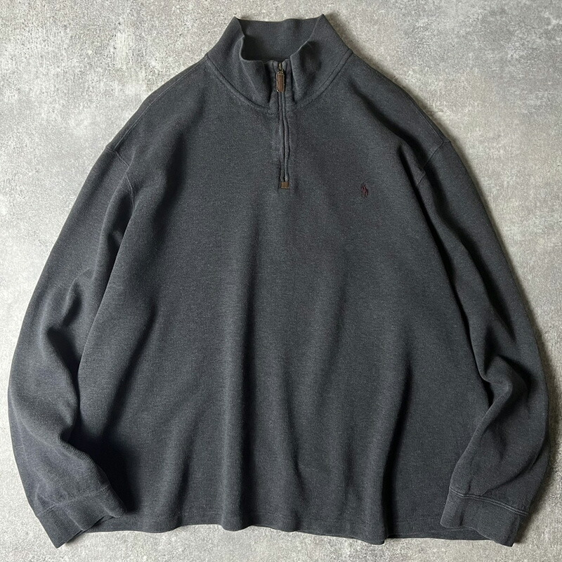 楽天市場】90s POLO RALPH LAUREN ハーフジップ プルオーバー リブ編み