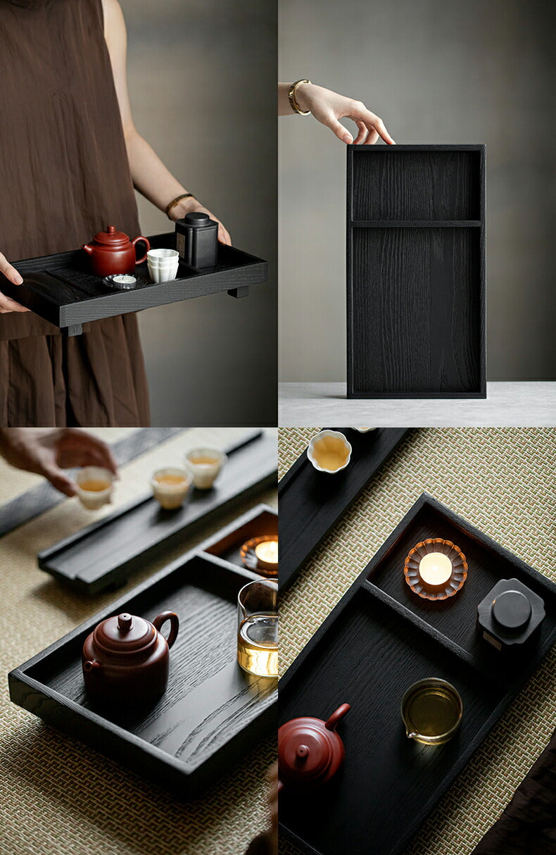 黒 トレー 角型 皿 トレイ ブラック プレート 木製 ウッドトレー 大