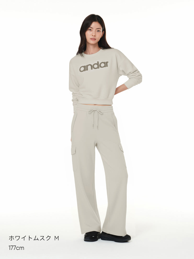 Airy Fit 裏起毛 セミワイド カーゴパンツ | andar JAPAN
