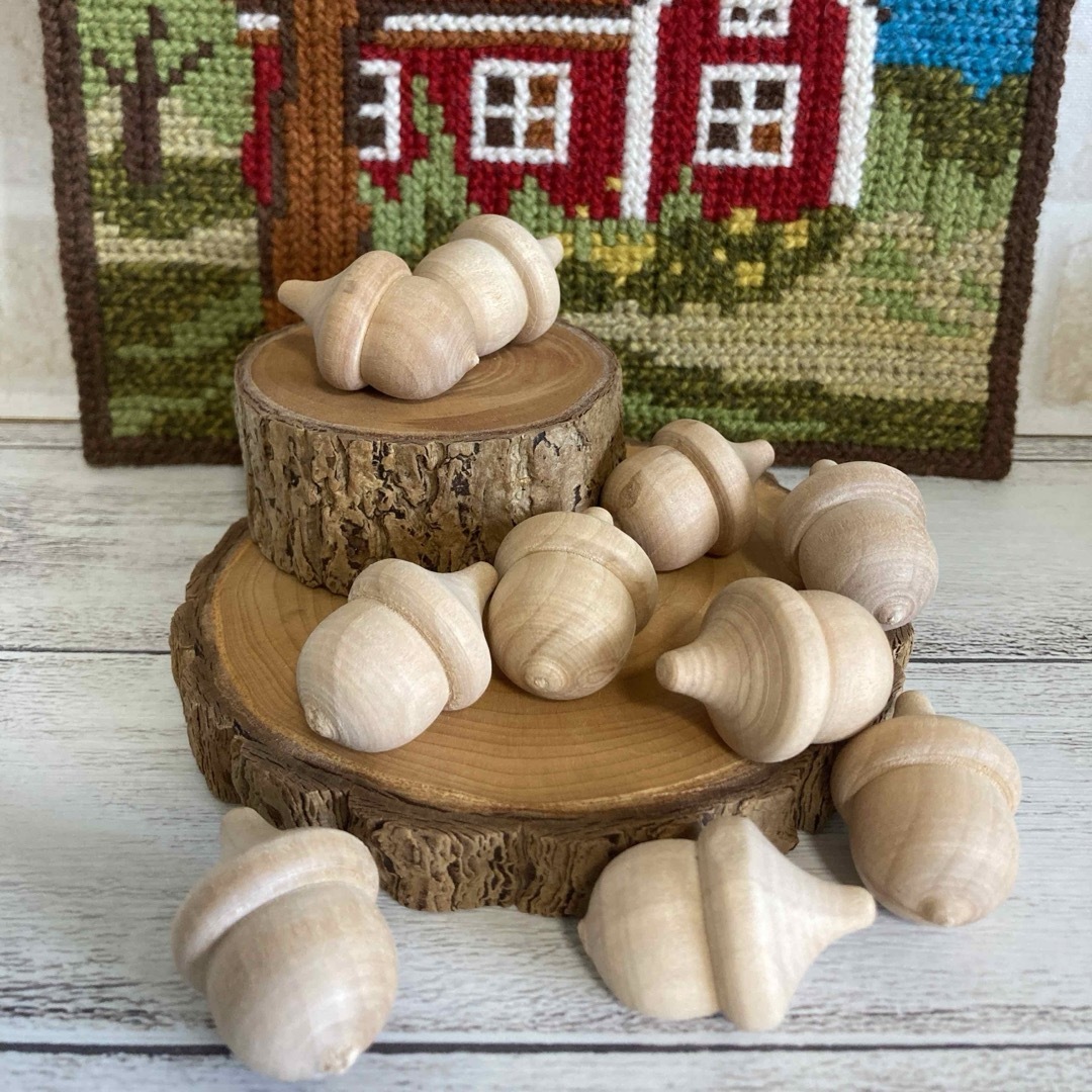 10個◇ どんぐり ドングリ 実 木製 アート クラフト クリスマス 置物