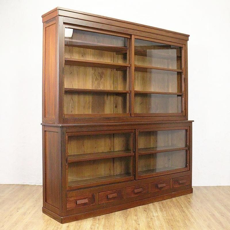 一間引戸水屋食器棚昭和の重厚な杉製アンティーク