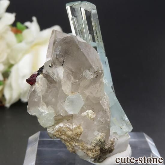 パキスタン シガル産 アクアマリン＆スモーキークォーツ＆トルマリン