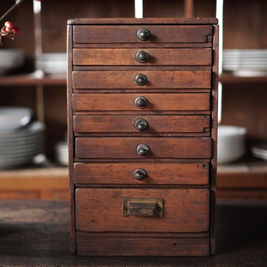 昭和アンティーク 8杯小引出し 収納棚 ヴィンテージ