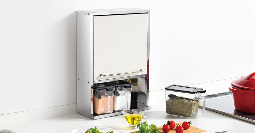 内山産業 ステンレススパイスストッカー2段 スリム ホワイト 収納