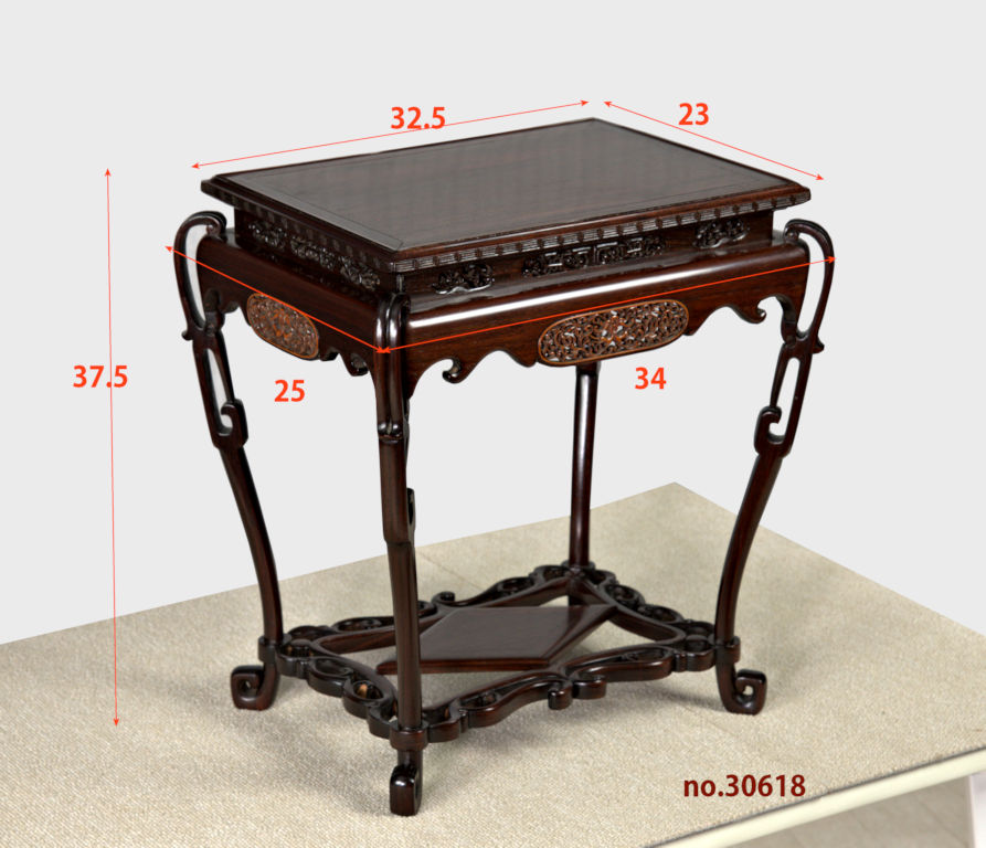 ギャラリーアンティーク 花台: 紫檀 黄楊入り 高卓 高さ37.5cm 唐木