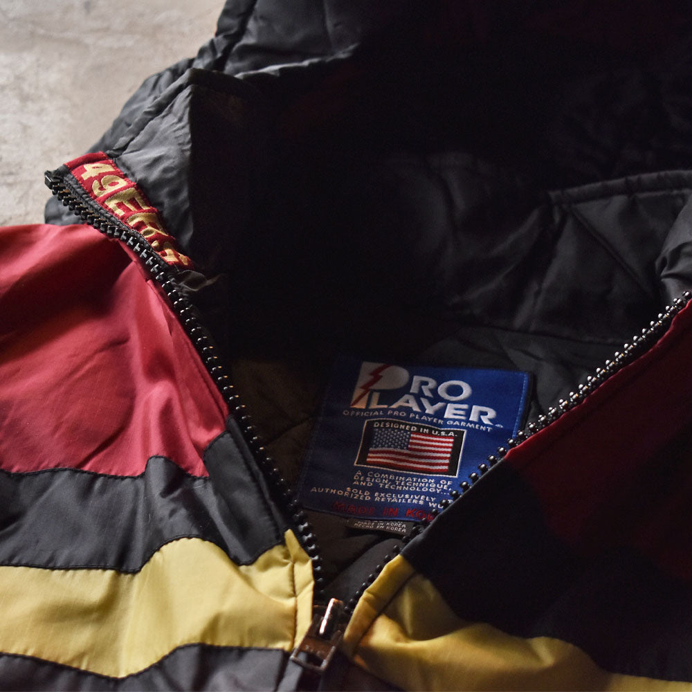 90's PRO PLAYER ”NFL 49ERS” 中綿入り フード ナイロンジャケット