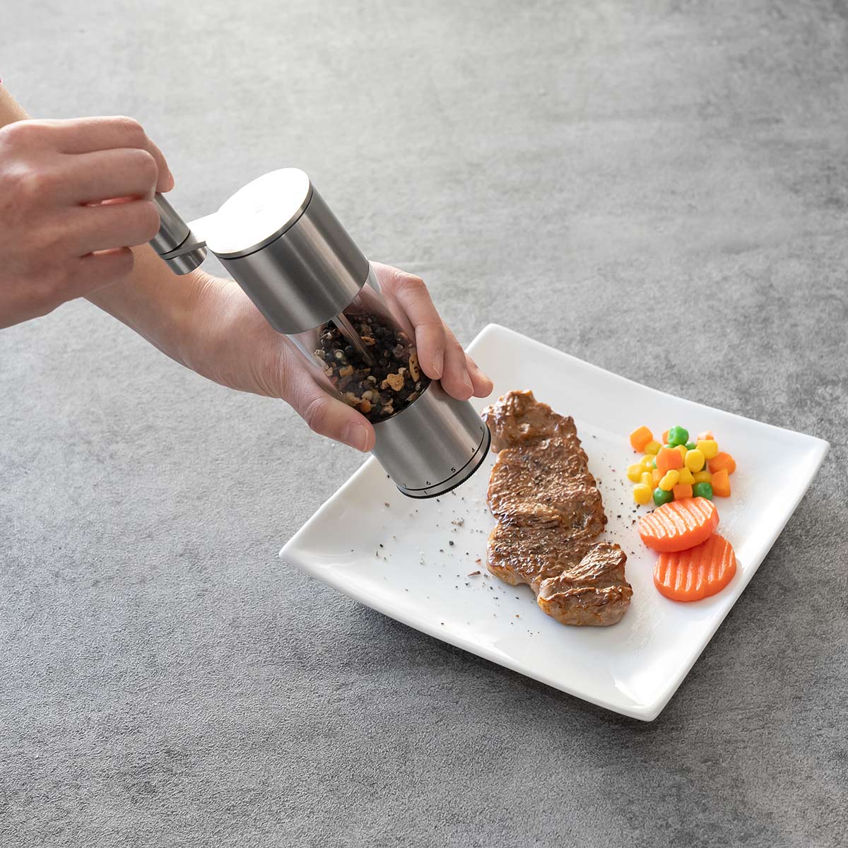 スパイスミル ソルト＆ペッパーミル SELECT AdHoc （ 手動 粗さ調節 塩