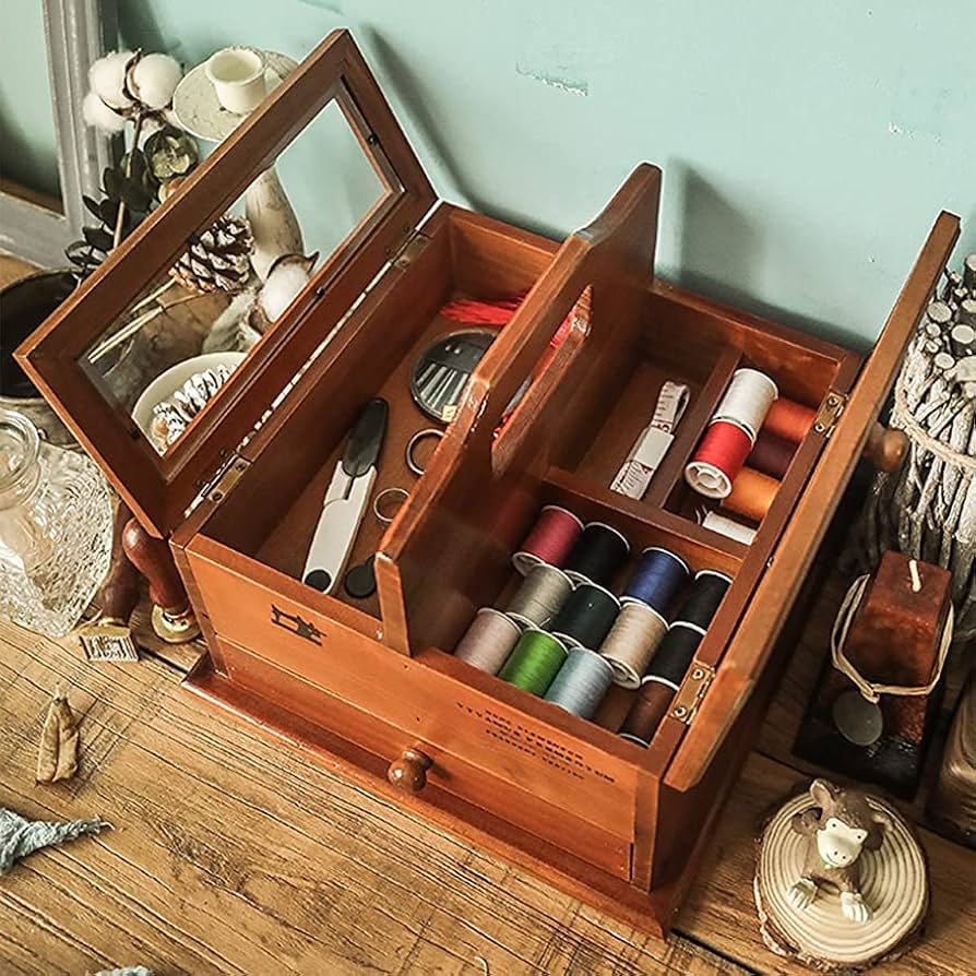 Amazon | SENKAR 裁縫箱 ツールボックス ソーイングキット レトロな