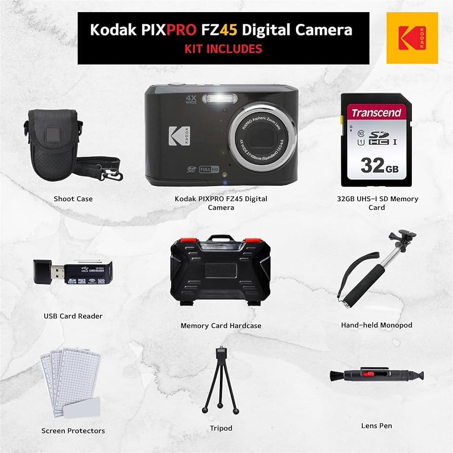 Amazon.com : Kodak PIXPRO FZ45 Digital Camera, 32GB Memory Card