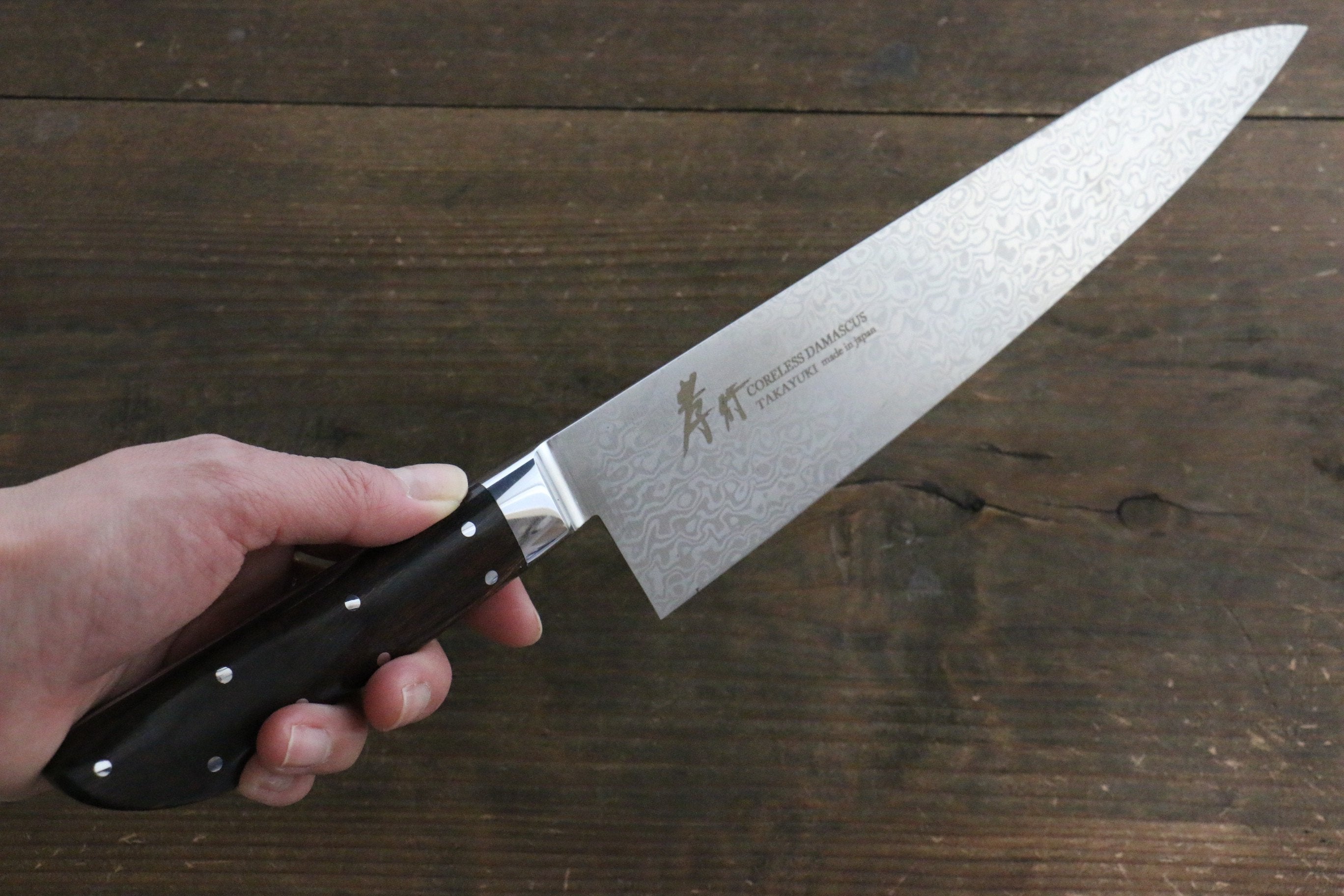 堺 孝行 コアレス ダマスカス 牛刀包丁 210mm デザートアイアンウッド