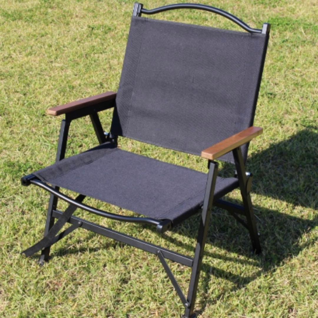Simplemeフォールディング コットン アームウッド ローチェア 黒 ファイヤーサイドフォールディングチェア(ヘザーブラック)の通販