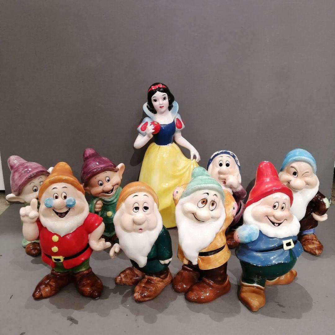 iΦ【 廃盤品 】希少 陶器 ディズニー 白雪姫と七人の小人 置き物