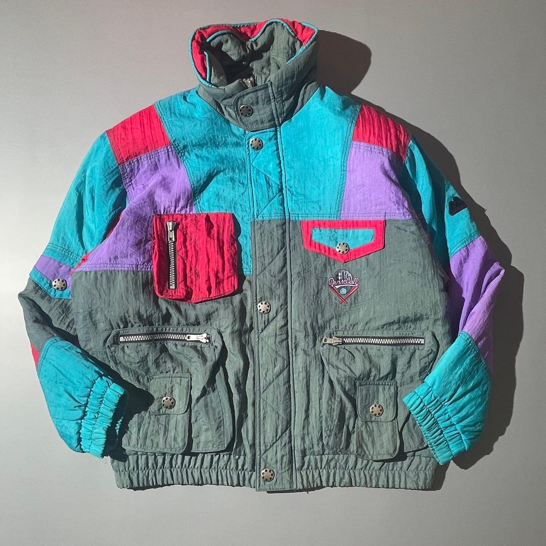 古着 スキーナイロンジャケット 中綿ブルゾン マルチカラー アメリカ古着 ナイロンジャケット マルチカラーブルゾン ジャンバー
