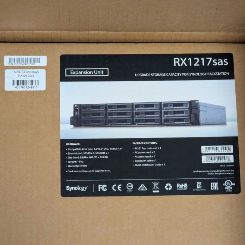 【新品】Synology RX1217sas 12ベイ ストレージ拡張ユニット 新品】Synology RX1217sas 12ベイ ストレージ拡張ユニット｜Yahoo