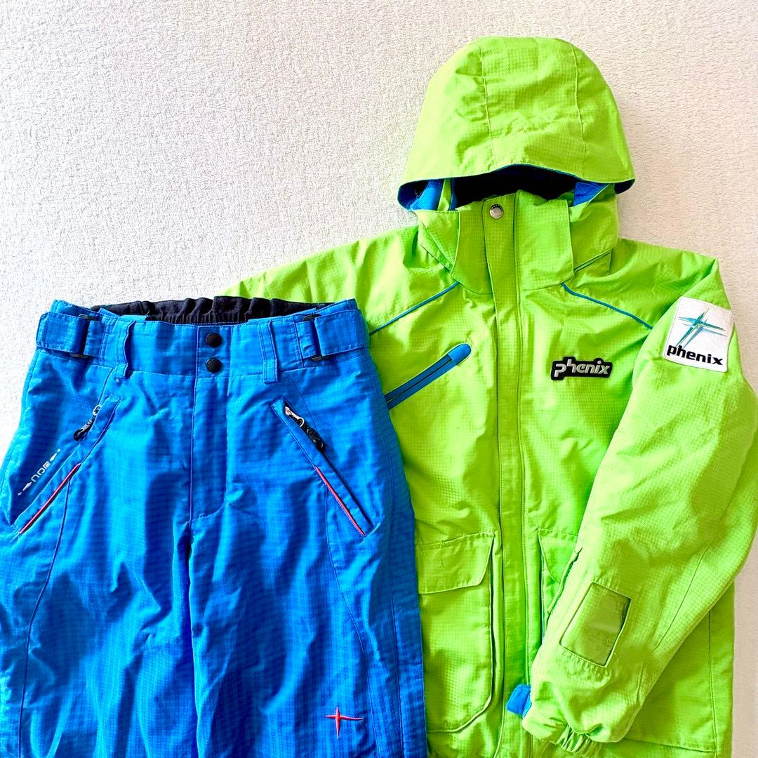 150 phenix スキー　上下　グリーン　ブルー　スノーウェア　サイド全開 フェニックス（PHENIX） スキーウェア キッズ スノーウェア ジュニア